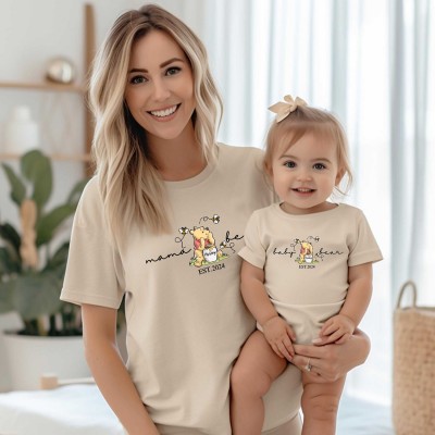 Personalised Family Bear Matching Shirt Baby Shower Shirts for New Mom and Dad